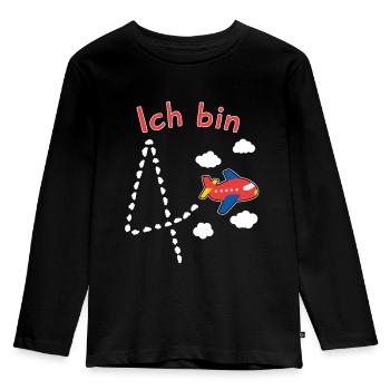 Jungen Geburtstagsshirt 4 Jahre Geburtstag - Kinder Premium Bio Langarmshirt - Schwarz - Vorne - AI Model Kid Male (0cm)