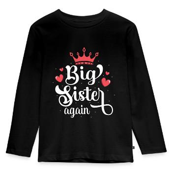 Annonce de grossesse Big Sister Again Princess - T-shirt manches longues Premium Enfant - noir - Devant - AI Model Kid Male (0cm)