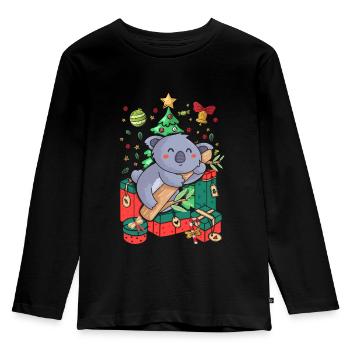 Ugly Christmas Sweater Koala - Kinder Premium Bio Langarmshirt - Schwarz - Vorne - AI Model Kid Male (0cm)