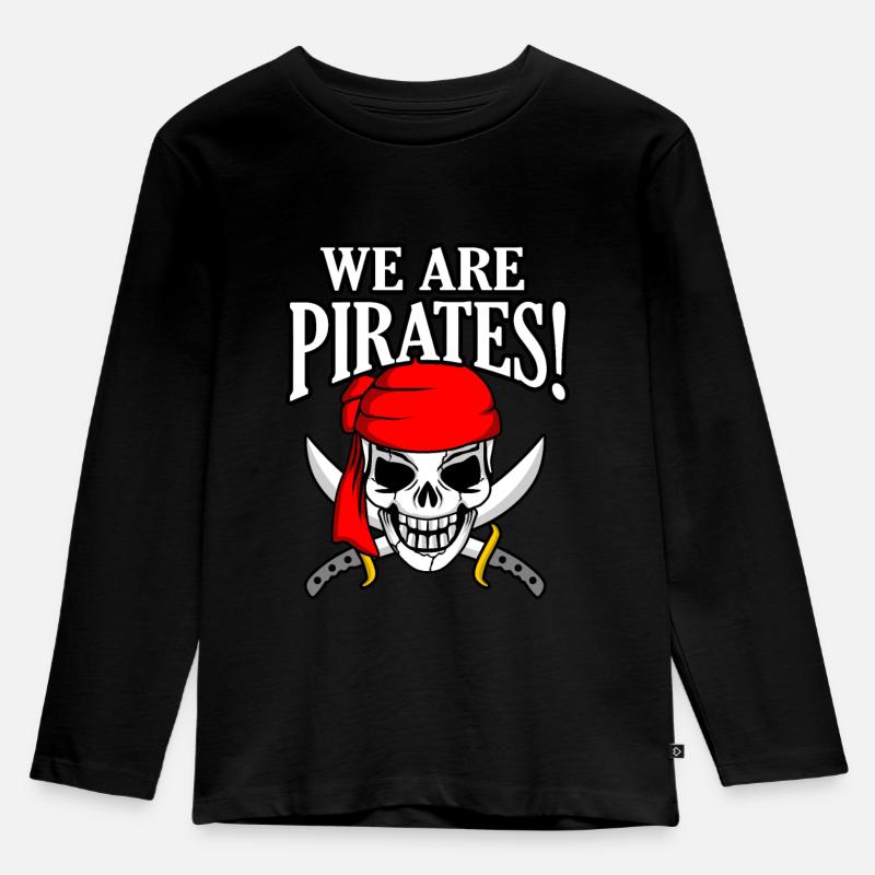 Pirat - Kinder Premium Bio Langarmshirt - Schwarz