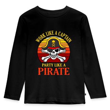 Pirate - T-shirt manches longues Premium Enfant - noir - Devant - AI Model Kid Male (0cm)