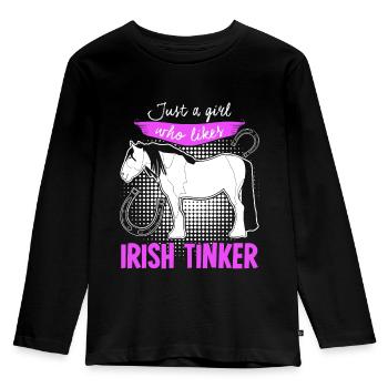 Irish Tinker Horse Rider Horses - Kids' Premium Longsleeve Shirt - black - Front - AI Model Kid Male (0cm)