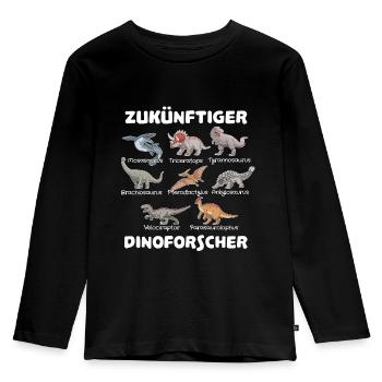 Zukünftiger Dinoforscher Dino Namen Dinosaurier - Kinder Premium Bio Langarmshirt - Schwarz - Vorne - AI Model Kid Male (0cm)