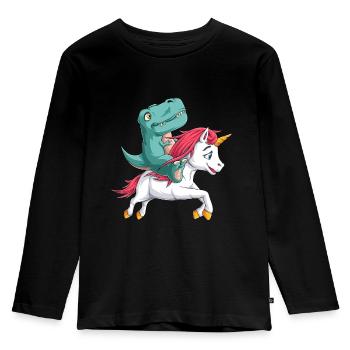 Baby T Rex Einhorn Dinosaurier Süßes Jungen Geschenk - Kinder Premium Bio Langarmshirt - Schwarz - Vorne - AI Model Kid Male (0cm)