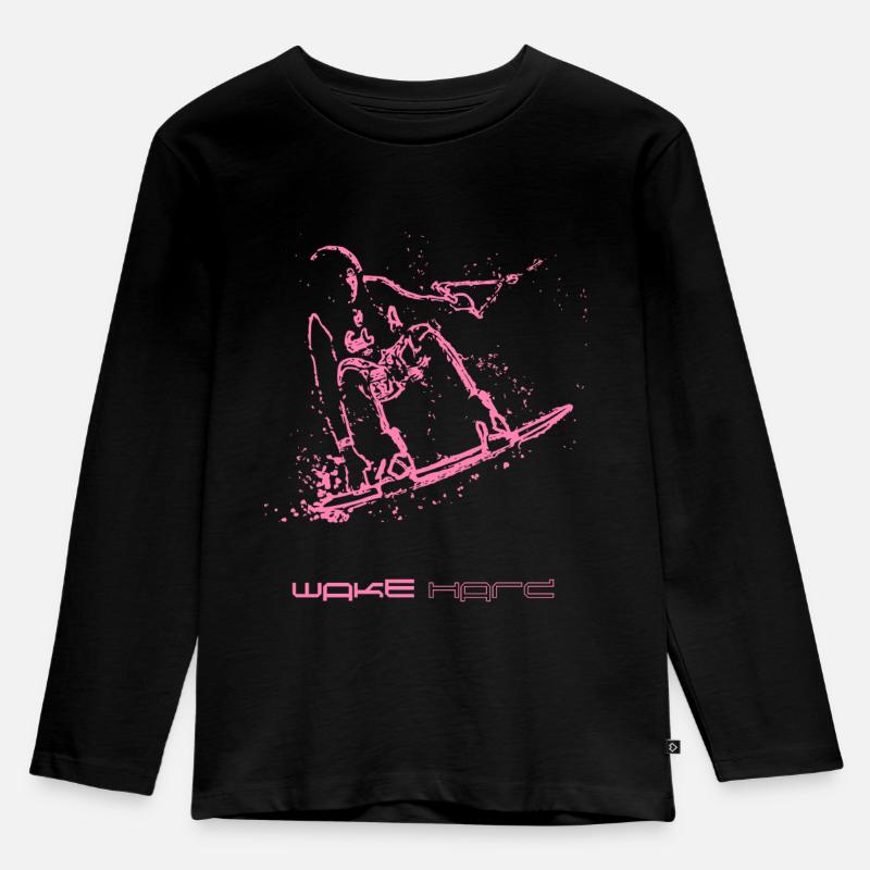 Wakeboarder - Kinder Premium Bio Langarmshirt - Schwarz