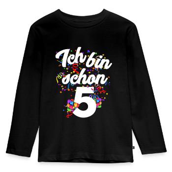 5ème anniversaire - T-shirt manches longues Premium Enfant - noir - Devant - AI Model Kid Male (0cm)
