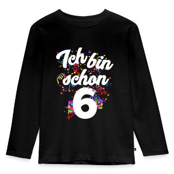 6. Geburtstag - Kinder Premium Bio Langarmshirt - Schwarz - Vorne - AI Model Kid Male (0cm)