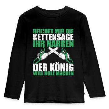 BOIS SCIE TRONÇONNEUSE CADEAU FORÊT DES FRÈRES BOIS - T-shirt manches longues Premium Enfant - noir - Devant - AI Model Kid Male (0cm)