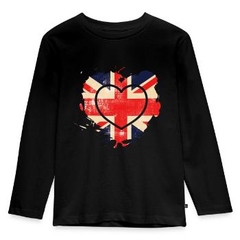 UK Flag - British Flag - Kids' Premium Longsleeve Shirt - black - Front - AI Model Kid Male (0cm)