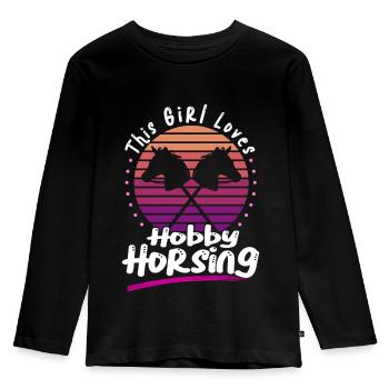 This Girl Loves Hobby Horsing Hobby Horse - Kinder Premium Bio Langarmshirt - Schwarz - Vorne - AI Model Kid Male (0cm)