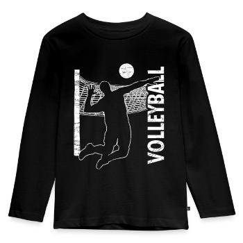 Volleyball Volleyballer Netz Geschenk - Kinder Premium Bio Langarmshirt - Schwarz - Vorne - AI Model Kid Male (0cm)