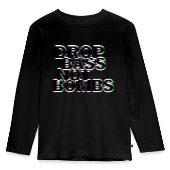 Techno drop bass not bombs - T-shirt manches longues Premium Enfant - noir - Devant - AI Model Kid Male (0cm)