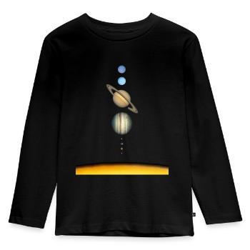 solar system - Kids' Premium Longsleeve Shirt - black - Front - AI Model Kid Male (0cm)