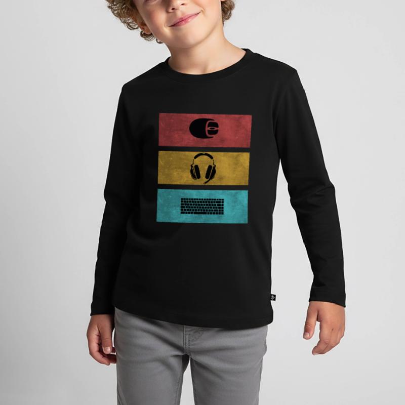 Basic Gamer Setup Programer Headset Mouse Keyboard Kids' Premium Longsleeve Shirt