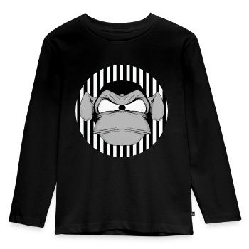 Schimpanse Affe lustig Comic Comicstyle Gaming - Kinder Premium Bio Langarmshirt - Schwarz - Vorne - AI Model Kid Male (0cm)