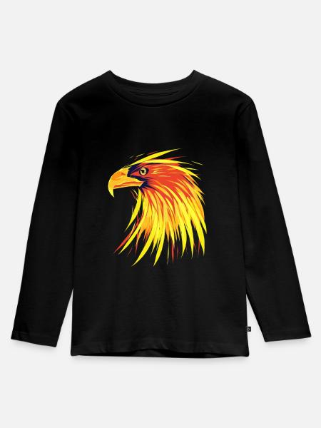 Eagle Of Fire - Brennender Adler - Kinder Premium Bio Langarmshirt - Schwarz