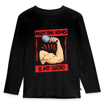 Building Surveyor Inspecting Homes Is My Cardio - Kids' Premium Longsleeve Shirt - black - Front - AI Model Kid Male (0cm)