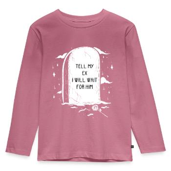 Halloweenspruch "Tell my ex I'm waiting for him" - Kids' Premium Longsleeve Shirt - mauve - Front - AI Model Kid Female (0cm)