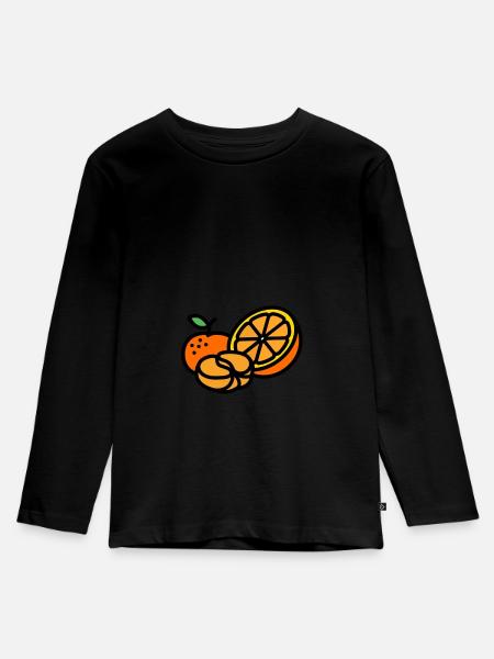 Mandarinen - Kinder Premium Bio Langarmshirt - Schwarz