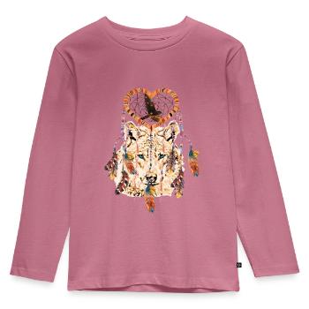 Wolf Traumfänger Falke - blaue Augen - Kinder Premium Bio Langarmshirt - Mauve - Vorne - AI Model Kid Female (0cm)