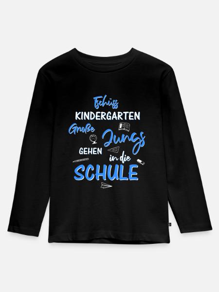 Tschüss Kindergarten Schulanfang - Kinder Premium Bio Langarmshirt - Schwarz