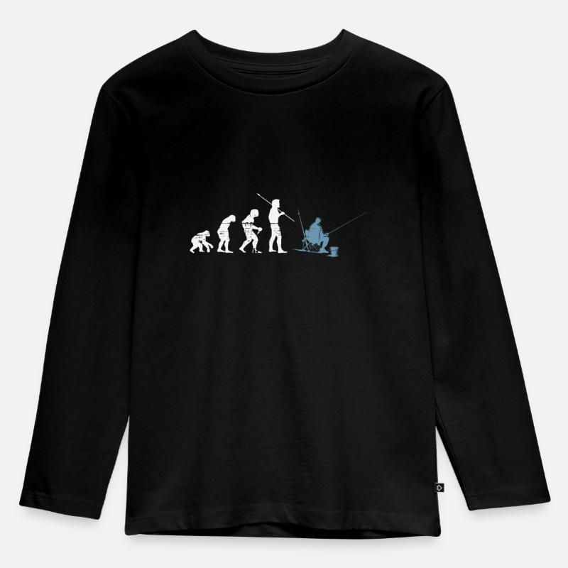 Cadeau d'évolution de pêcheur à la ligne - T-shirt manches longues Premium Enfant - noir