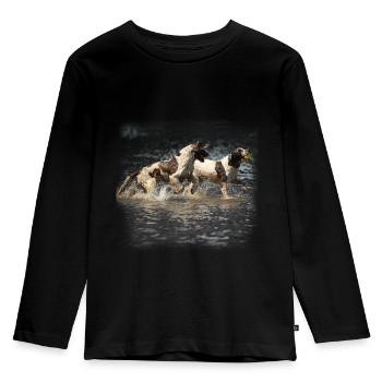 Springer Spaniels - Kinder Premium Bio Langarmshirt - Schwarz - Vorne - AI Model Kid Male (0cm)