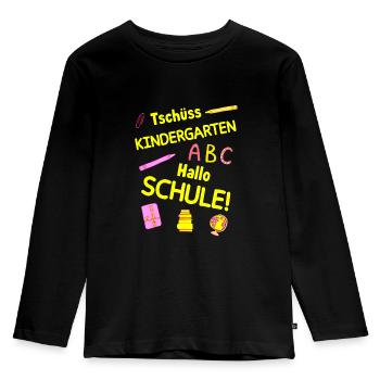 Einschulung Schulanfang Schule kindergarten - Kinder Premium Bio Langarmshirt - Schwarz - Vorne - AI Model Kid Male (0cm)