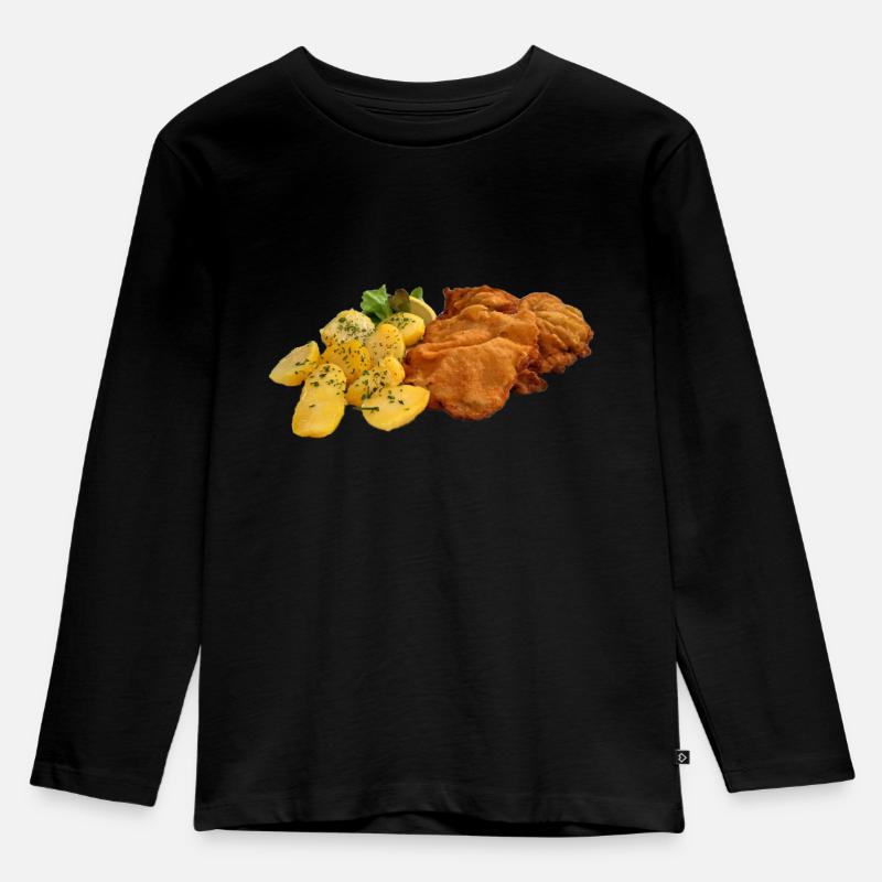 schnitzel - Kinder Premium Bio Langarmshirt - Schwarz