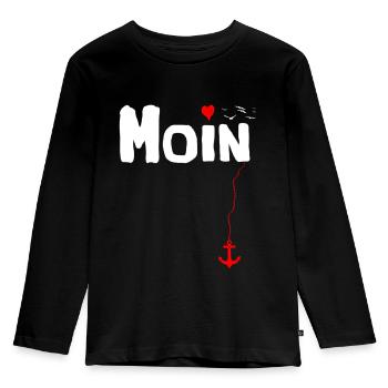 Moin Plattdeutsch Begrüßung Norddeutschland - Kinder Premium Bio Langarmshirt - Schwarz - Vorne - AI Model Kid Male (0cm)
