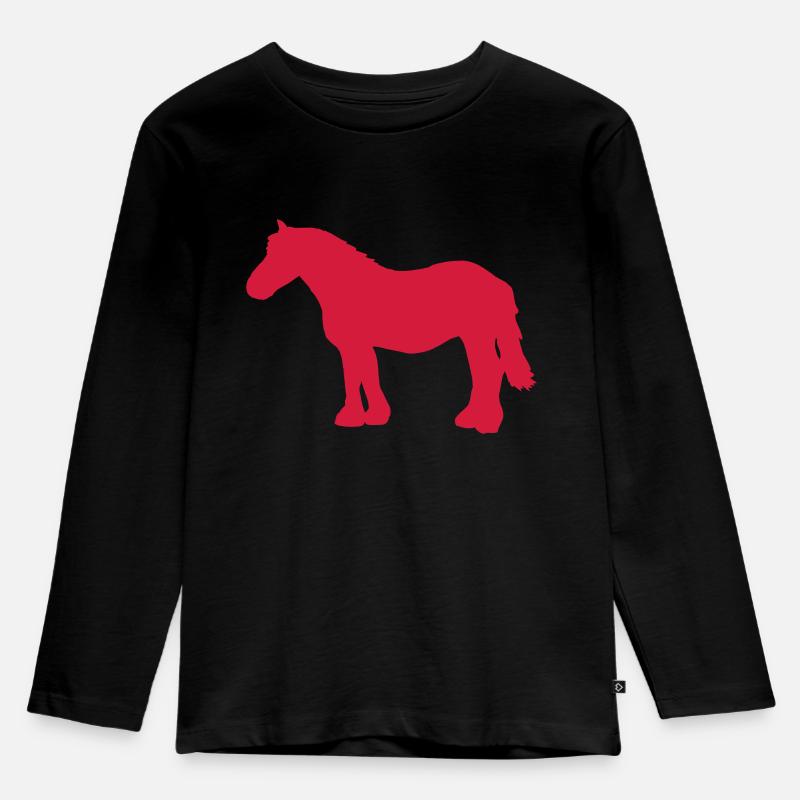 Kaltblut Pferd - Kinder Premium Bio Langarmshirt - Schwarz