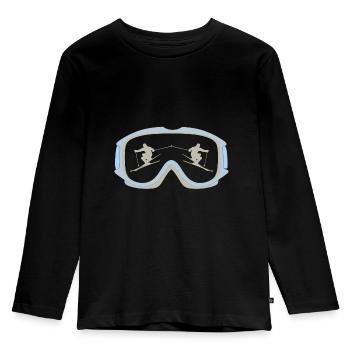 Ski Goggles Goggles Skier Snow - Kids' Premium Longsleeve Shirt - black - Front - AI Model Kid Male (0cm)