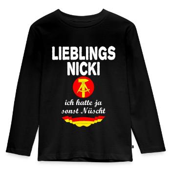 DDR Nicki Ossi Nostalgie Ostalgie - Kinder Premium Bio Langarmshirt - Schwarz - Vorne - AI Model Kid Male (0cm)