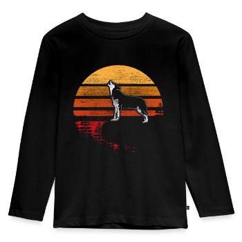Wolf Heulen Rudeltier Geschenk - Kinder Premium Bio Langarmshirt - Schwarz - Vorne - AI Model Kid Male (0cm)