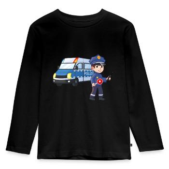 Policeman Children's Birthday Gift Birthday - Kids' Premium Longsleeve Shirt - black - Front - AI Model Kid Male (0cm)