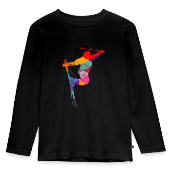 Skifahren Skifahrer - Kinder Premium Bio Langarmshirt - Schwarz - Vorne - AI Model Kid Male (0cm)