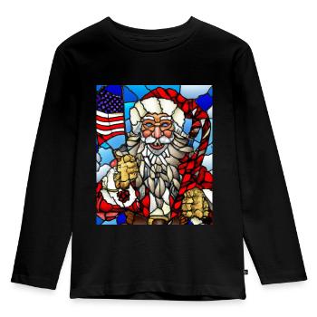 Amerikanisches Weihnachten Weihnachtsmann - Kinder Premium Bio Langarmshirt - Schwarz - Vorne - AI Model Kid Male (0cm)