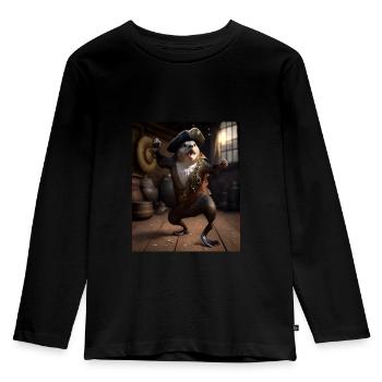 Cute Sea Otter Pet Dabbing Pirate Otter - Kids' Premium Longsleeve Shirt - black - Front - AI Model Kid Male (0cm)
