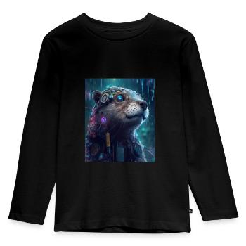 Science Fiction Evolved Animal Robot Otter - Kinder Premium Bio Langarmshirt - Schwarz - Vorne - AI Model Kid Male (0cm)