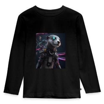 Science Fiction Evolved Animal Robot Otter - Kinder Premium Bio Langarmshirt - Schwarz - Vorne - AI Model Kid Male (0cm)