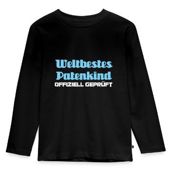 Patenonkel Patentante Patenkind Taufpate Taufpatin - Kinder Premium Bio Langarmshirt - Schwarz - Vorne - AI Model Kid Male (0cm)
