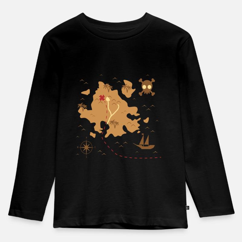 schatzkarte - Kinder Premium Bio Langarmshirt - Schwarz