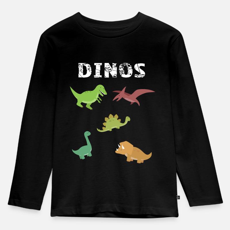 Dinosaurier - Kinder Premium Bio Langarmshirt - Schwarz