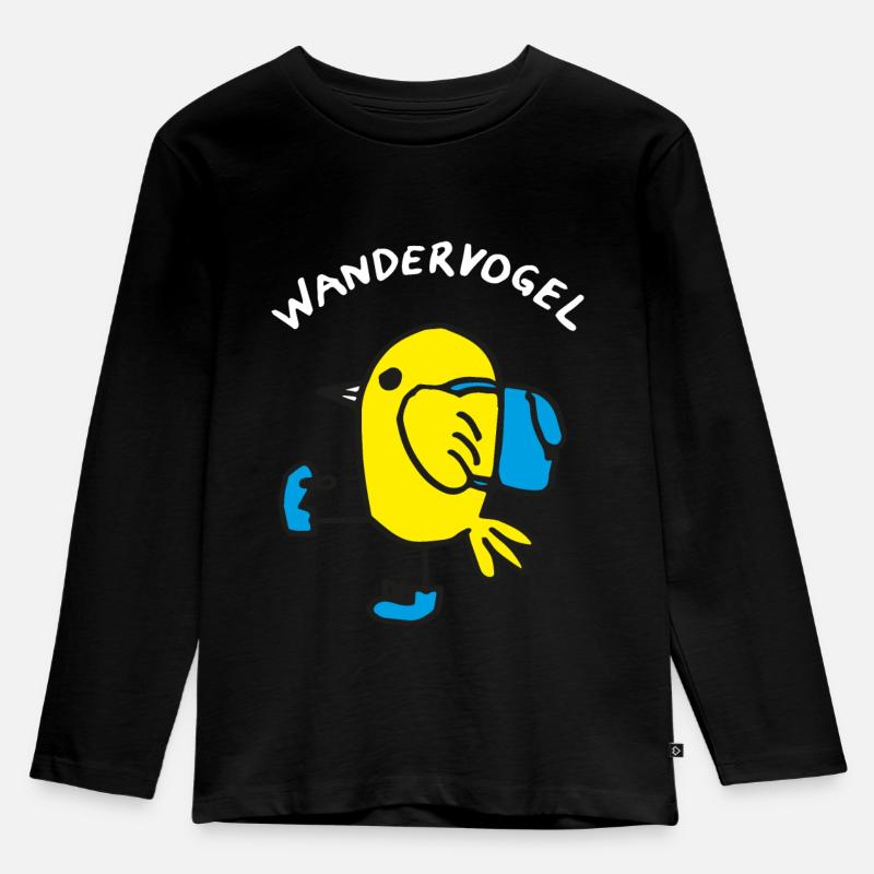 WANDERVOGEL, Wandern - Kinder Premium Bio Langarmshirt - Schwarz