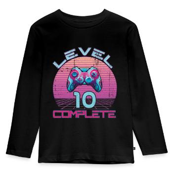 10 Birthday Level 10 Complete Retro Boys Gamer - Kids' Premium Longsleeve Shirt - black - Front - AI Model Kid Male (0cm)