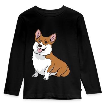 Welsh Corgi Pembroke Cardigan Dog - Kids' Premium Longsleeve Shirt - black - Front - AI Model Kid Male (0cm)
