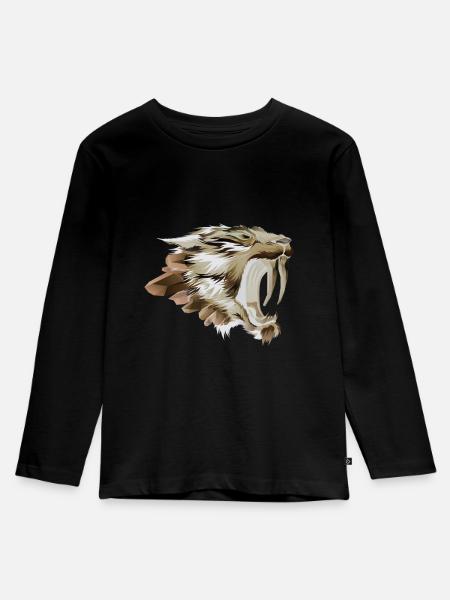 Säbelzahntiger Säbelzahn Raubkatze - Kinder Premium Bio Langarmshirt - Schwarz