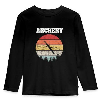 Retro Vintage Bogenschiessen Pfeil Köcher Geschenk - Kinder Premium Bio Langarmshirt - Schwarz - Vorne - AI Model Kid Male (0cm)