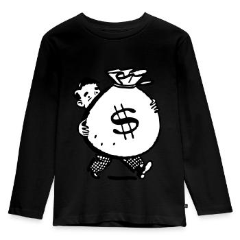 homme d'argent sac idée cadeau grand terrain Cartoon - T-shirt manches longues Premium Enfant - noir - Devant - AI Model Kid Male (0cm)