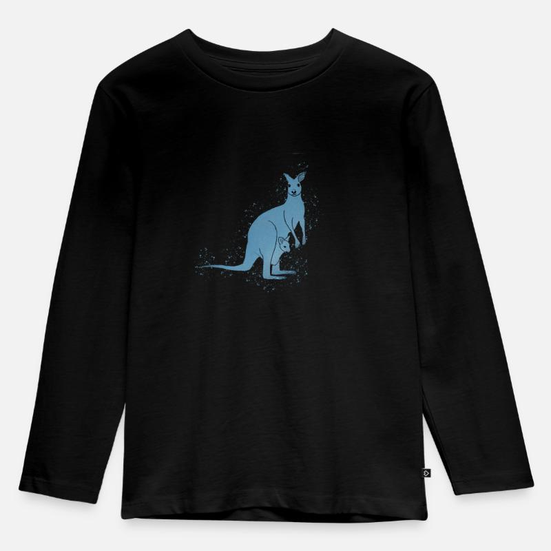 Känguru blau - Kinder Premium Bio Langarmshirt - Schwarz